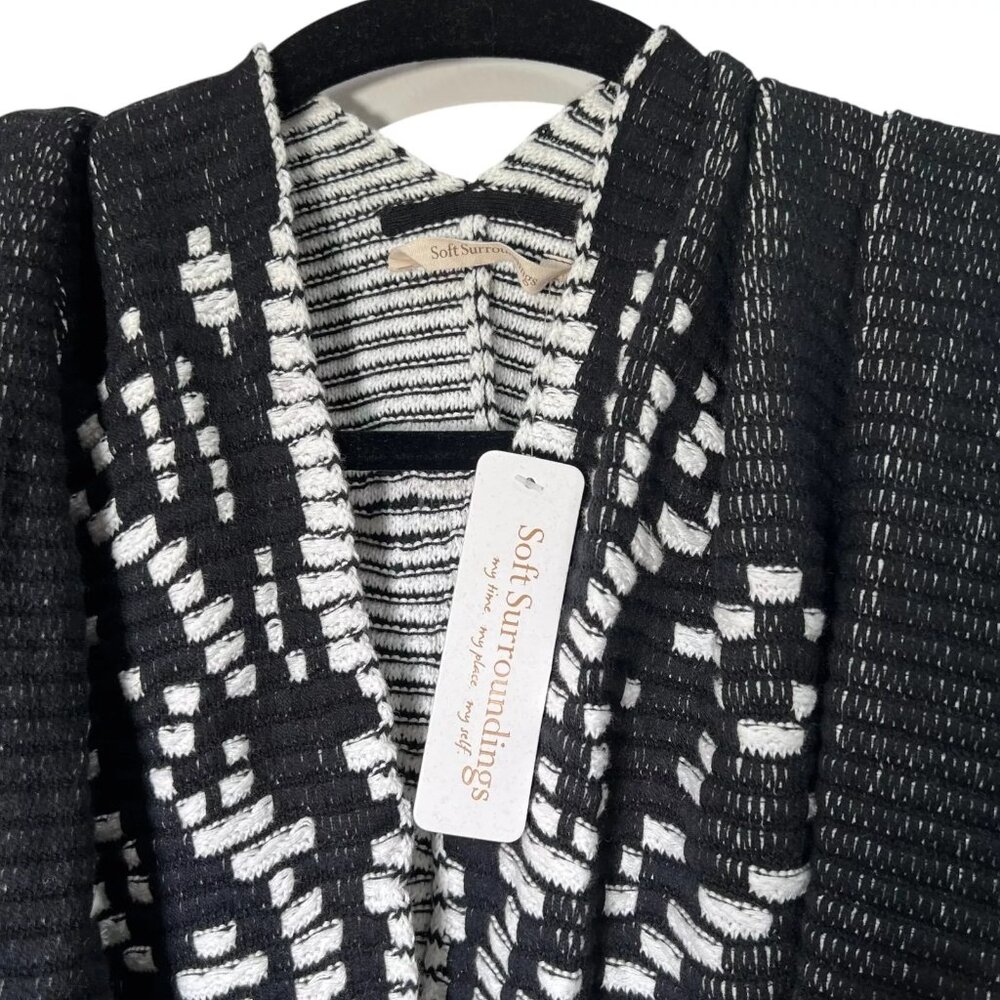 Soft Surroundings Womens Black Aztec Stretch Stitch Tribal Wrap Poncho One Size - Picture 5 of 16